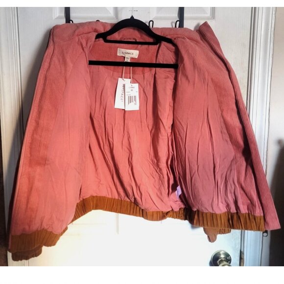 L*SPACE Horizon Ribbed Corduroy Cotton Cropped Puffer Jacket Women XS Desert Sun - Picture 13 of 16